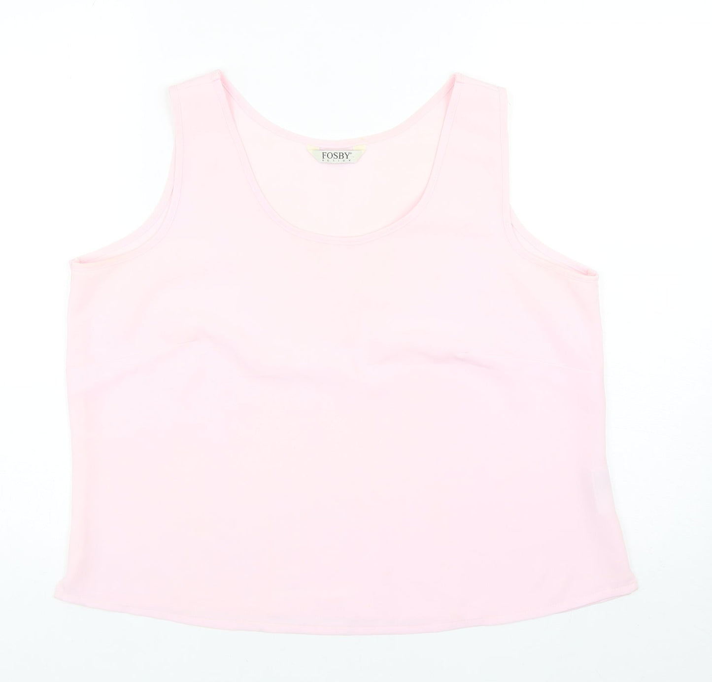 Fosby Womens Pink Polyester Basic Tank Size 16 Round Neck