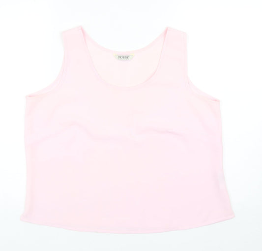 Fosby Womens Pink Polyester Basic Tank Size 16 Round Neck