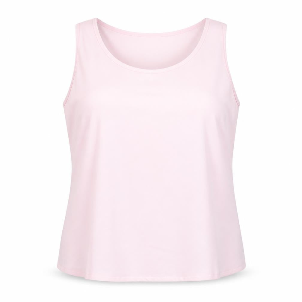 Fosby Womens Pink Polyester Basic Tank Size 16 Round Neck
