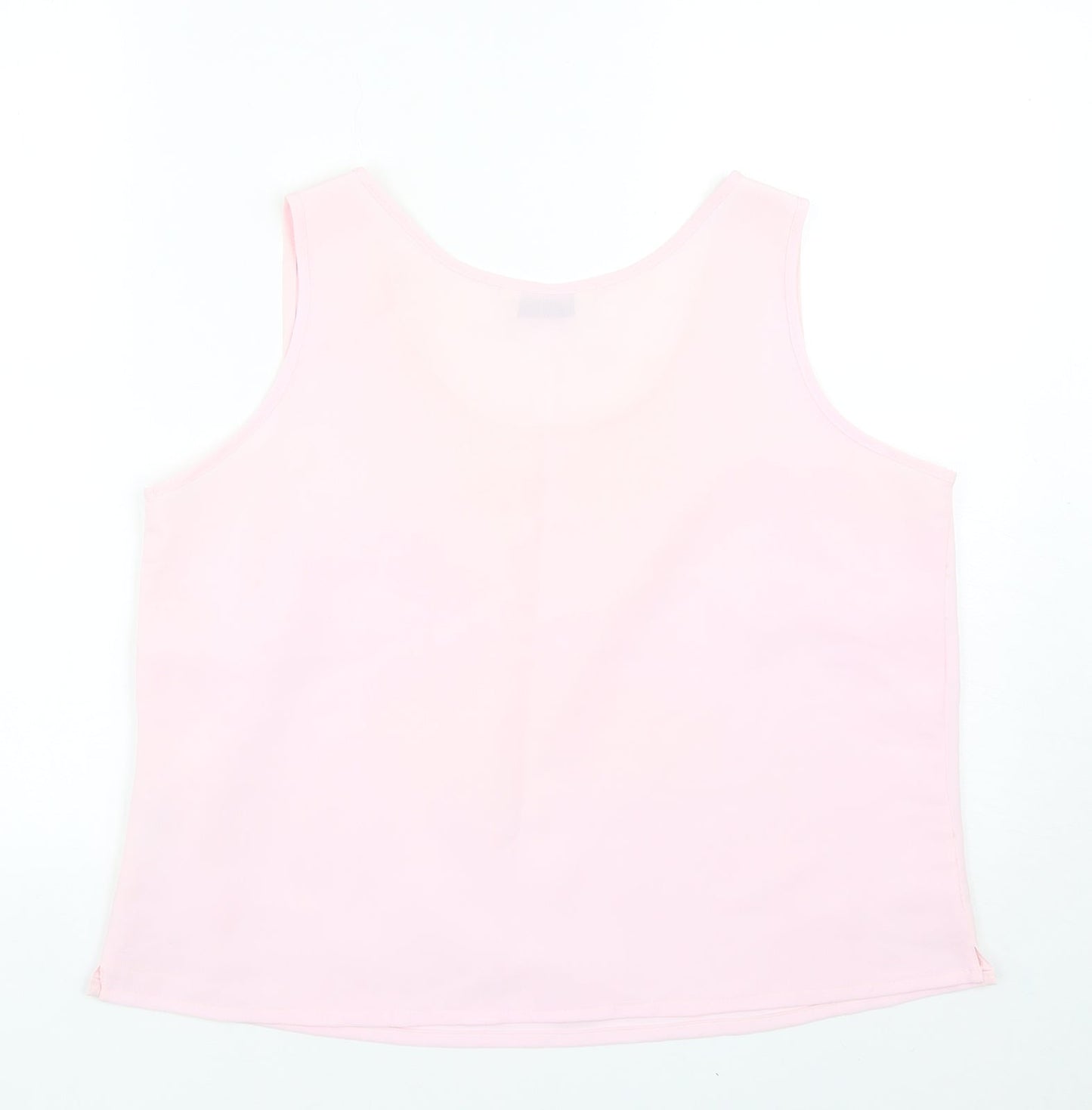 Fosby Womens Pink Polyester Basic Tank Size 16 Round Neck