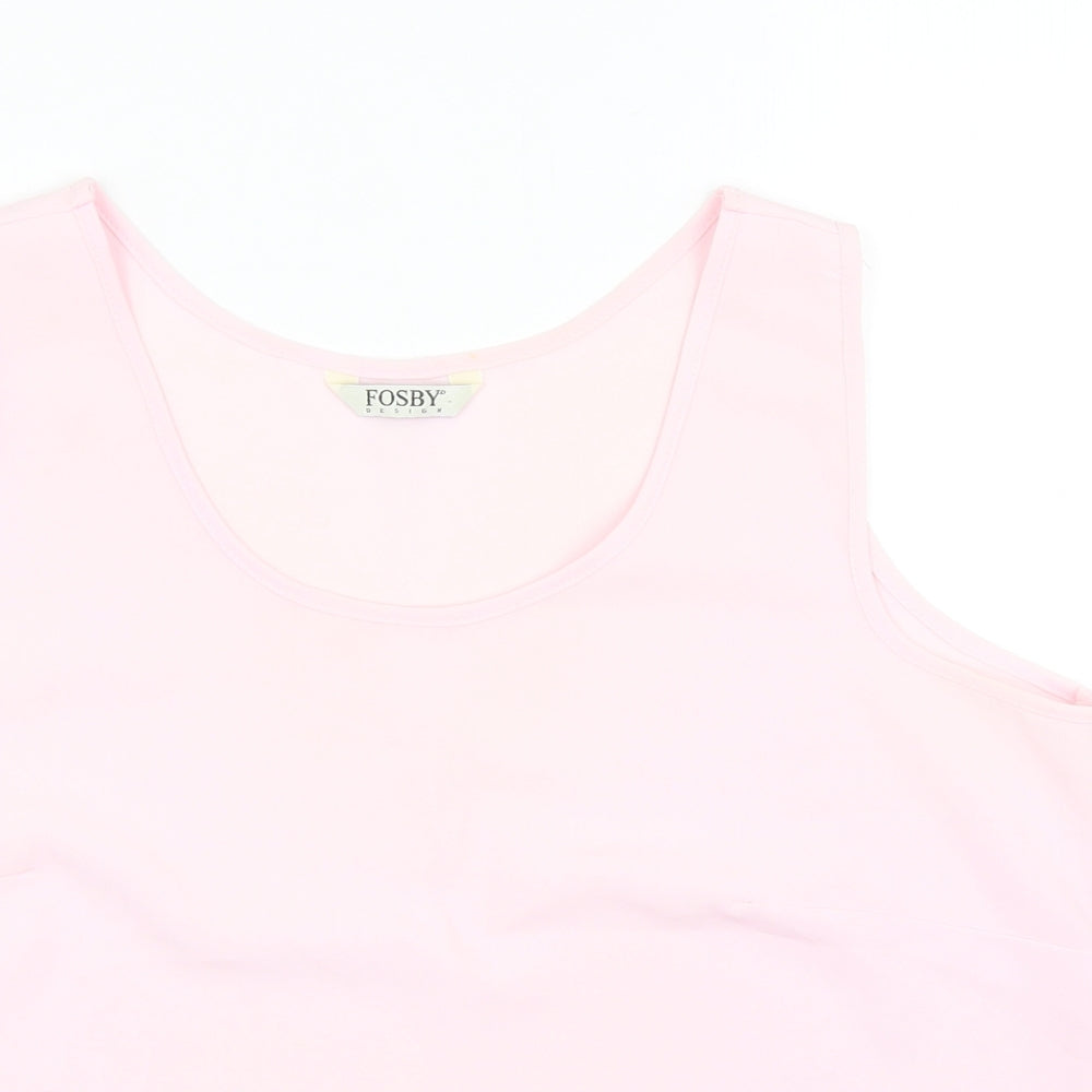 Fosby Womens Pink Polyester Basic Tank Size 16 Round Neck
