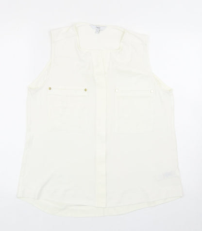 Next Womens Ivory Polyester Basic Blouse Size 12 Round Neck