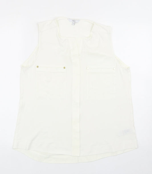 NEXT Womens Ivory Polyester Basic Blouse Size 12 Round Neck