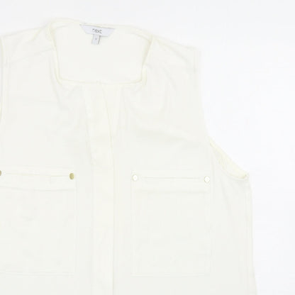 Next Womens Ivory Polyester Basic Blouse Size 12 Round Neck