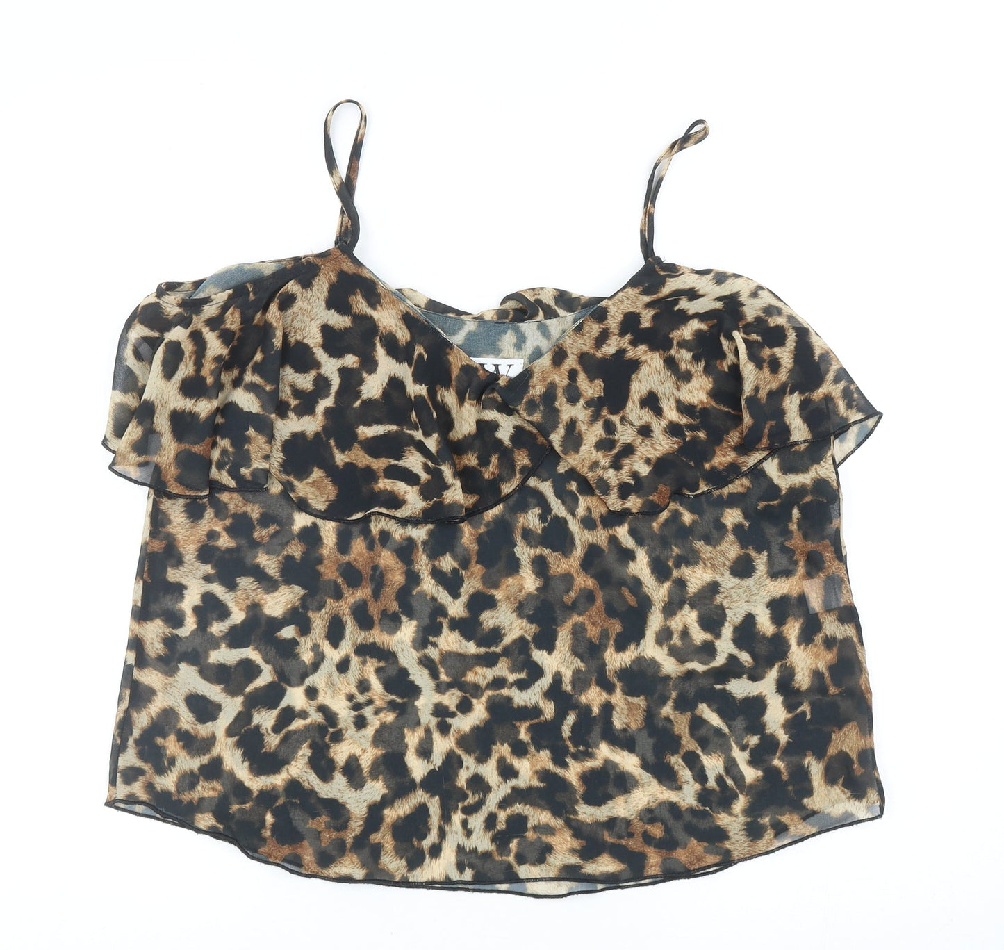 Jessica Wright Womens Brown Animal Print Polyester Basic Tank Size 12 V-Neck - Leopard Print