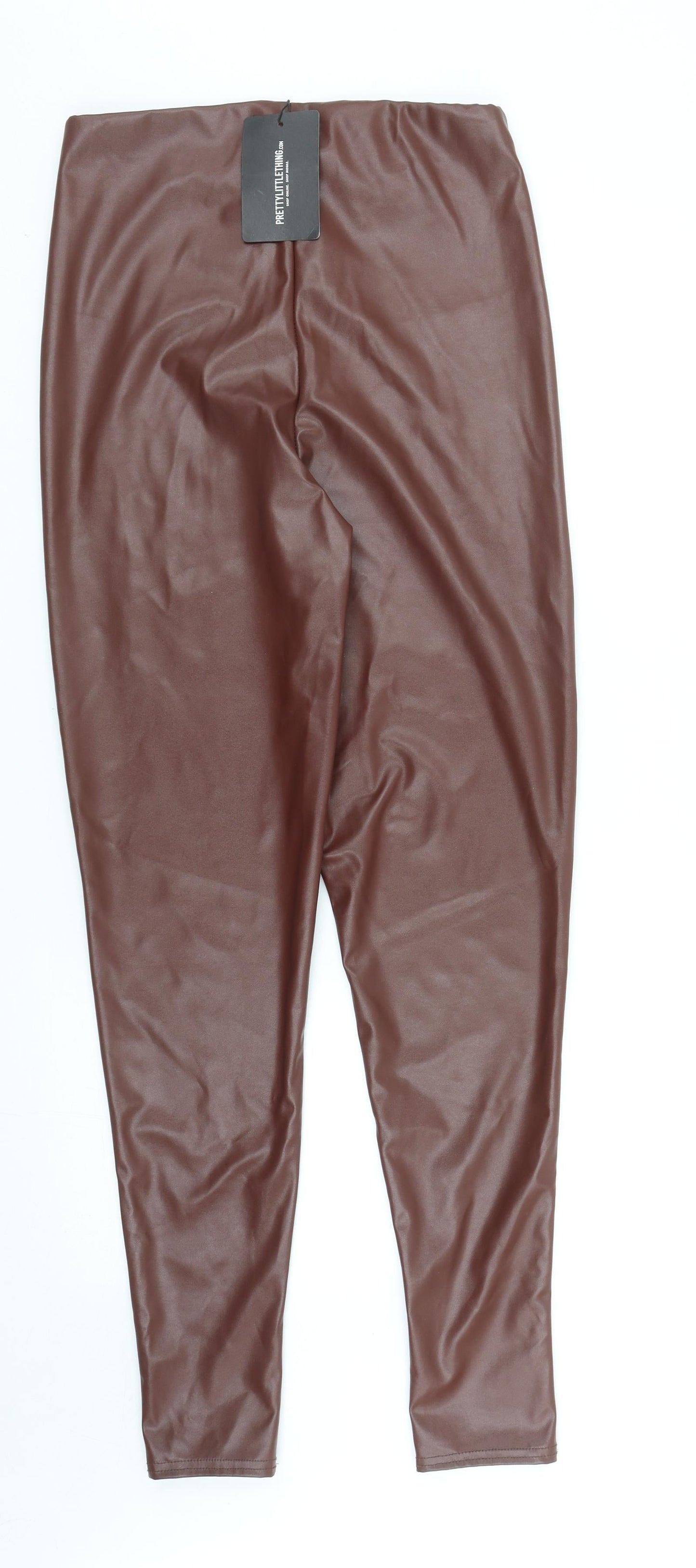 PRETTYLITTLETHING Womens Brown Polyester Trousers Size 10 Regular