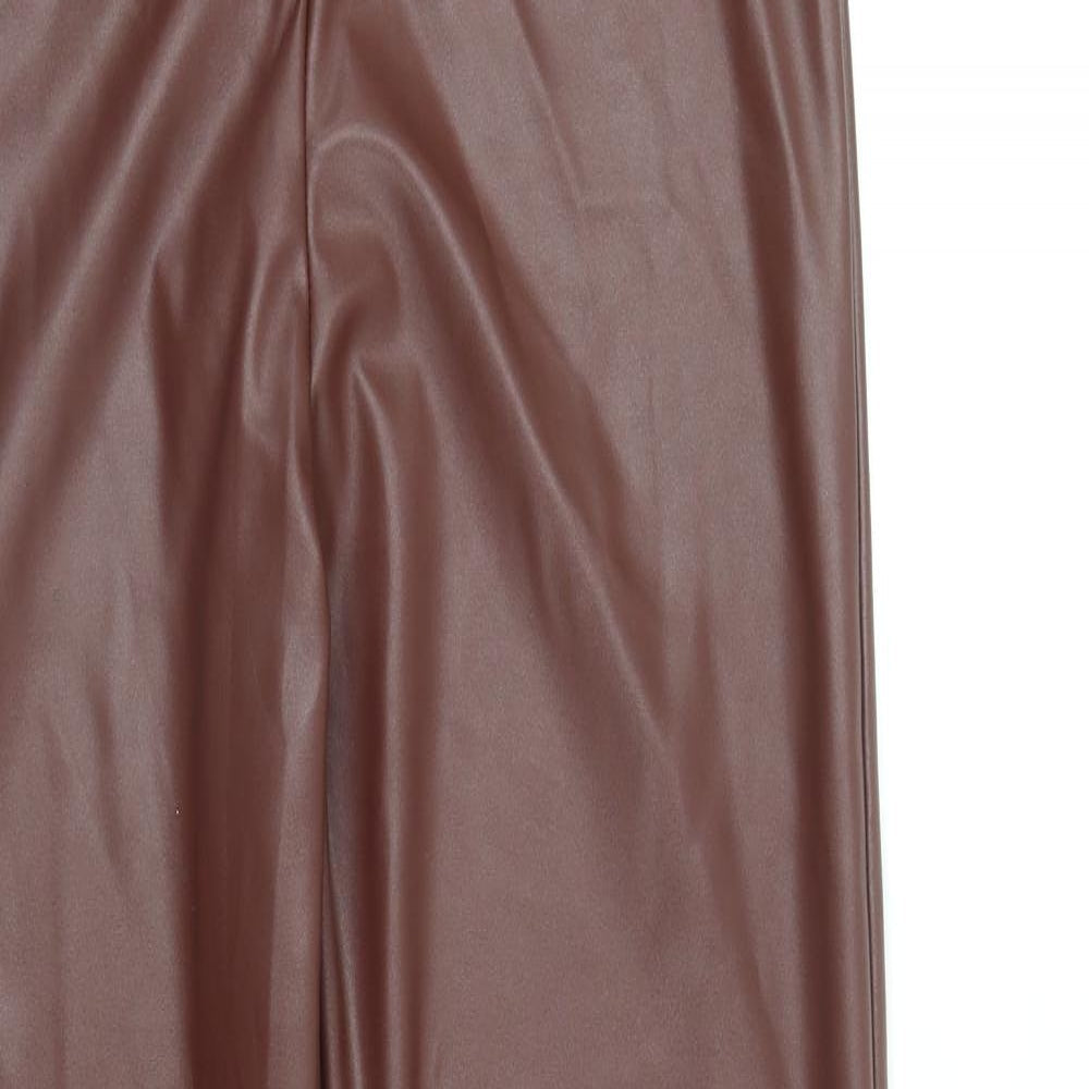 PRETTYLITTLETHING Womens Brown Polyester Trousers Size 10 Regular