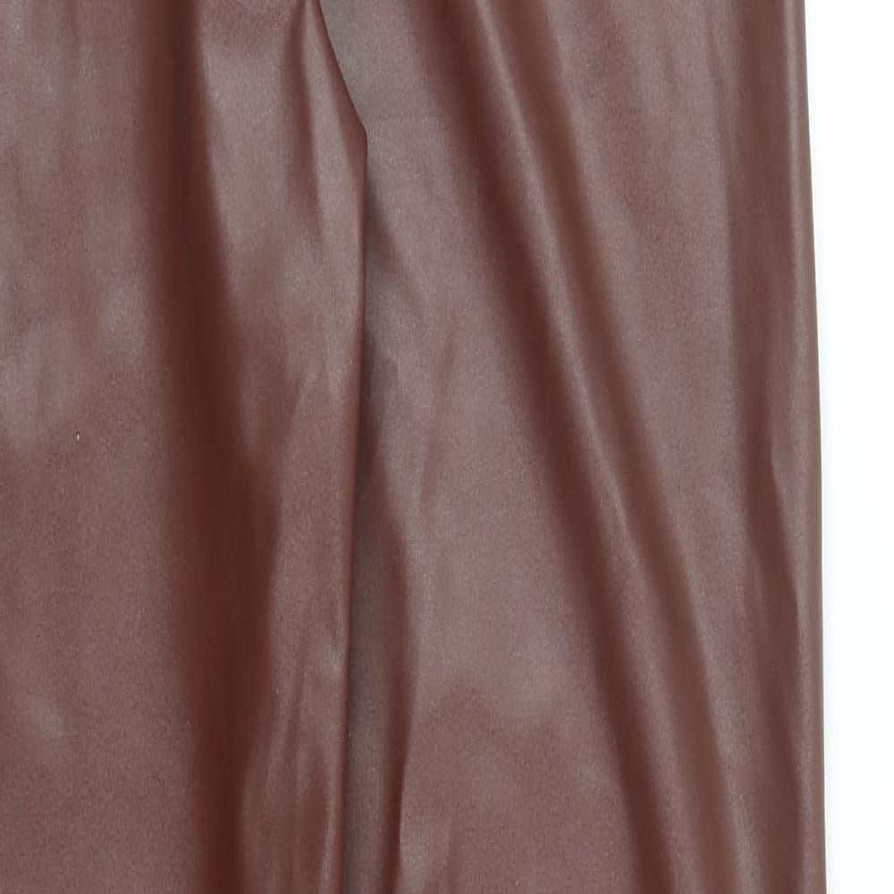 PRETTYLITTLETHING Womens Brown Polyester Trousers Size 10 Regular