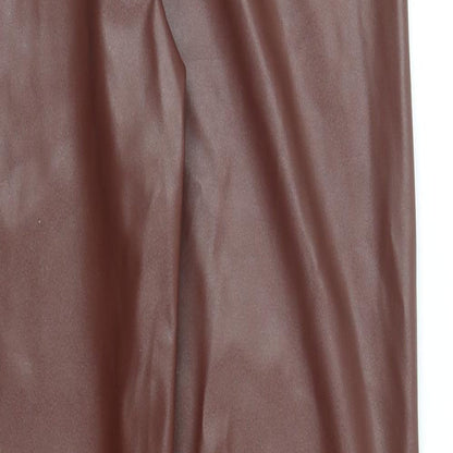 PRETTYLITTLETHING Womens Brown Polyester Trousers Size 10 Regular