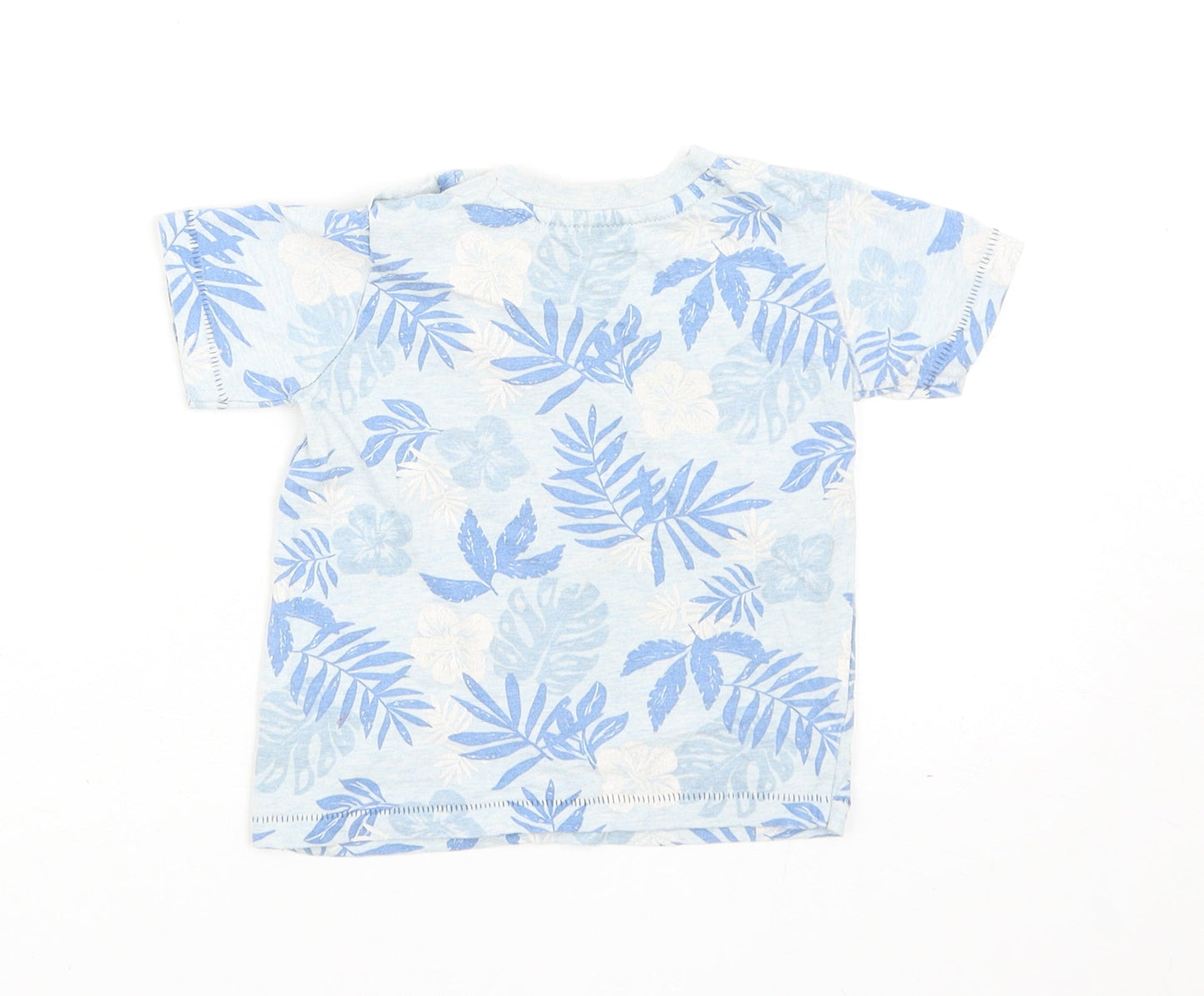 George Boys Blue Geometric Cotton Basic T-Shirt Size 9-12 Months Round Neck Snap