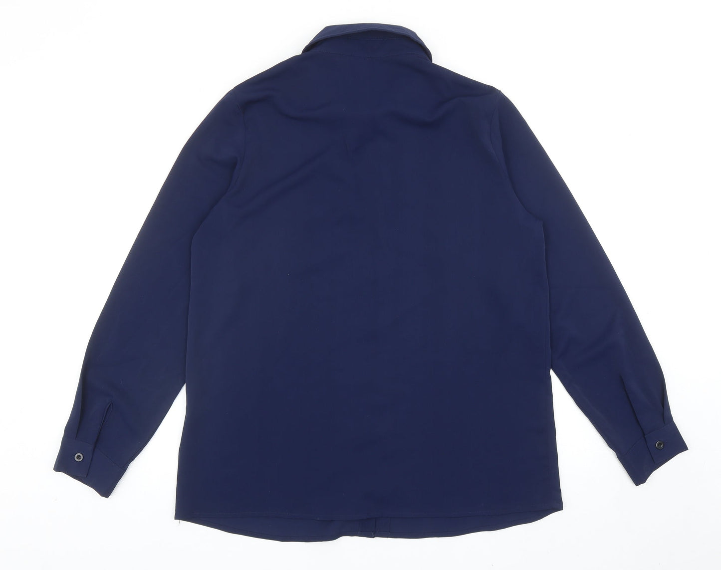 MissLook Womens Blue Polyester Basic Button-Up Size M Collared - Flower Detail