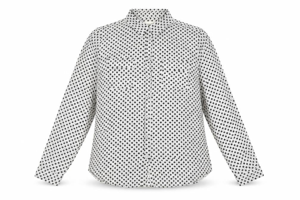 LOFT Womens Black Geometric Polyester Basic Button-Up Size M Collared