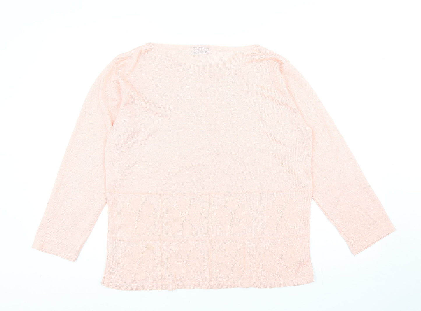 BASSINI Womens Pink Boat Neck Acrylic Pullover Jumper Size L