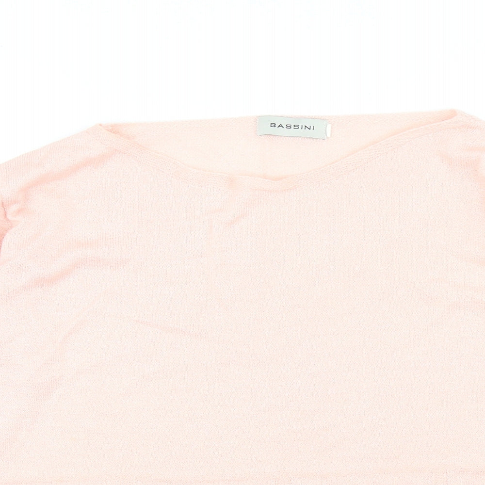 BASSINI Womens Pink Boat Neck Acrylic Pullover Jumper Size L