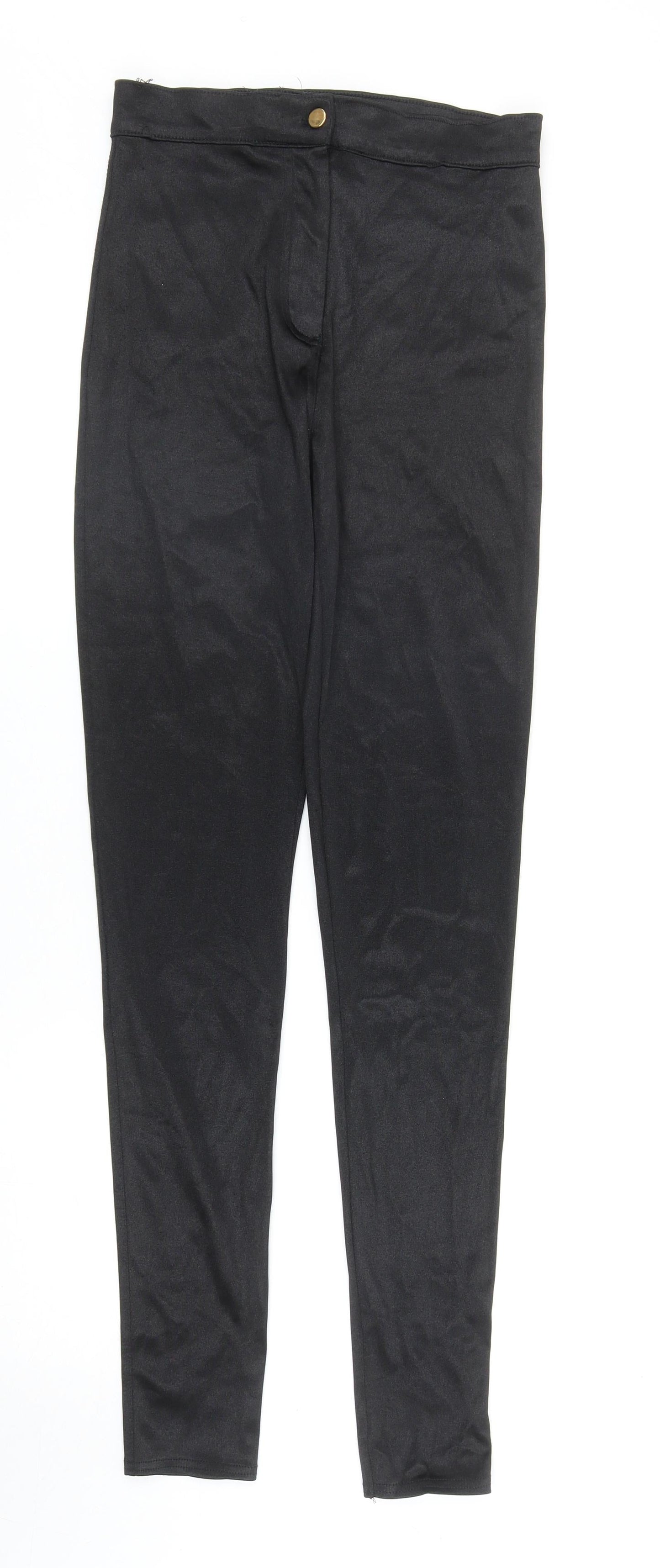 Preworn Womens Black Nylon Trousers Size 10 Regular Zip