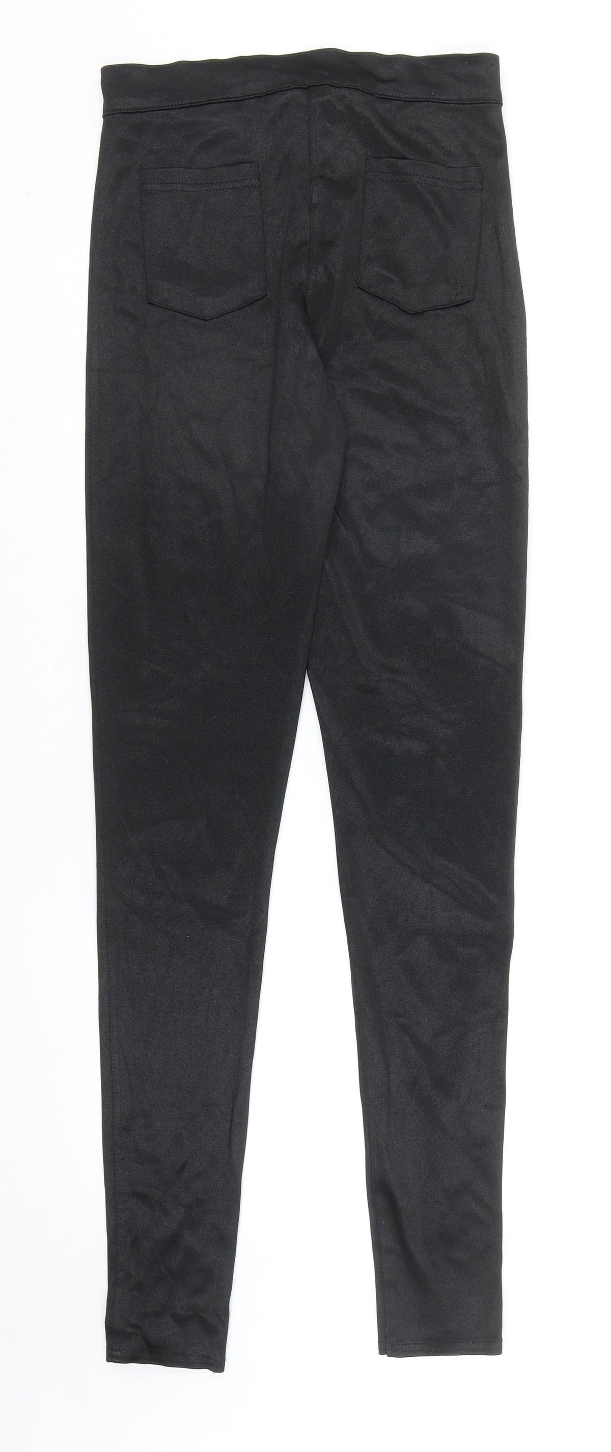 Preworn Womens Black Nylon Trousers Size 10 Regular Zip