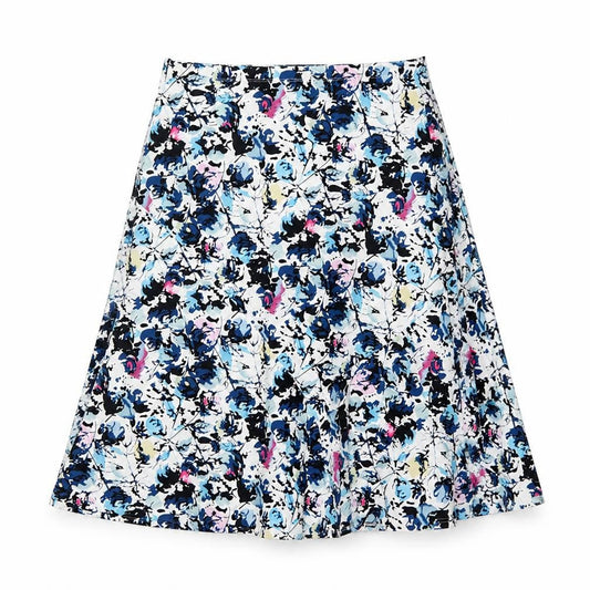 Alexara Womens Blue Geometric Polyester Swing Skirt Size 14