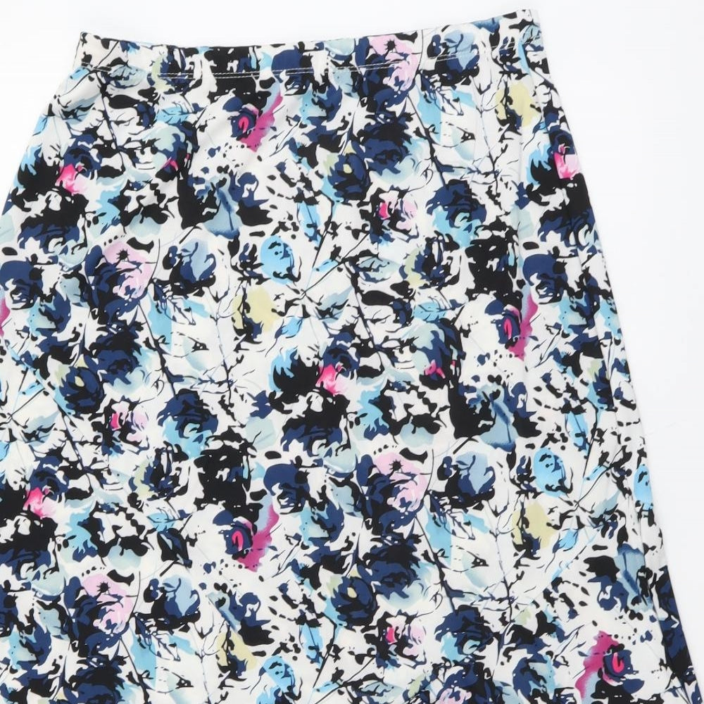 Alexara Womens Blue Geometric Polyester Swing Skirt Size 14