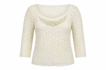 Per Una Womens Ivory Geometric Polyester Basic Blouse Size 12 Scoop Neck