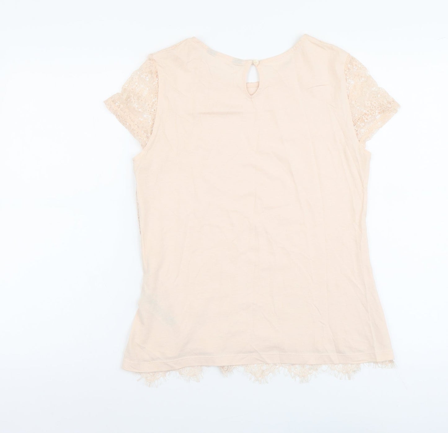 Dorothy Perkins Womens Pink Polyamide Basic T-Shirt Size 12 Scoop Neck