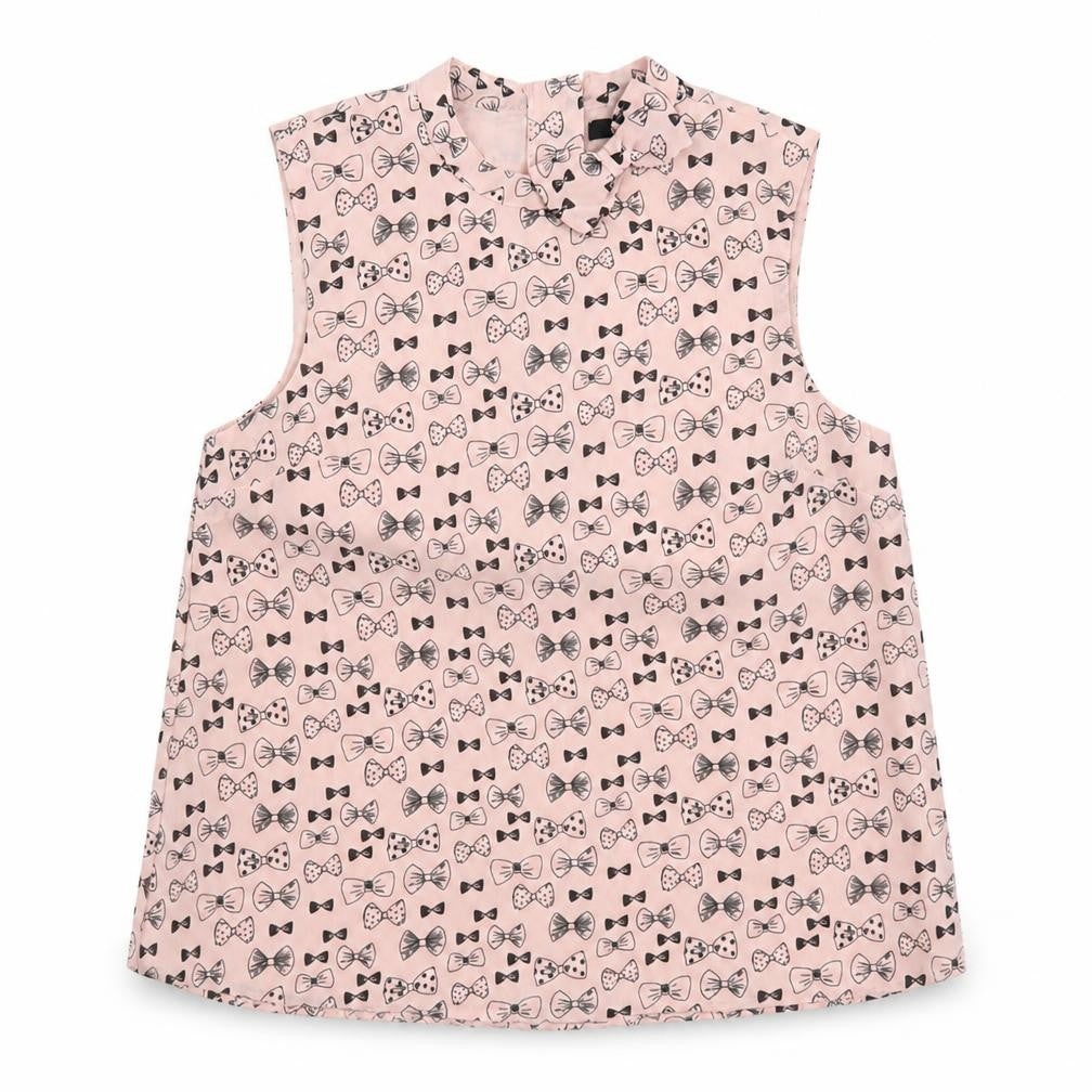 George Girls Pink Geometric Polyester Basic Blouse Size 12-13 Years Round Neck Zip - Bow Pattern