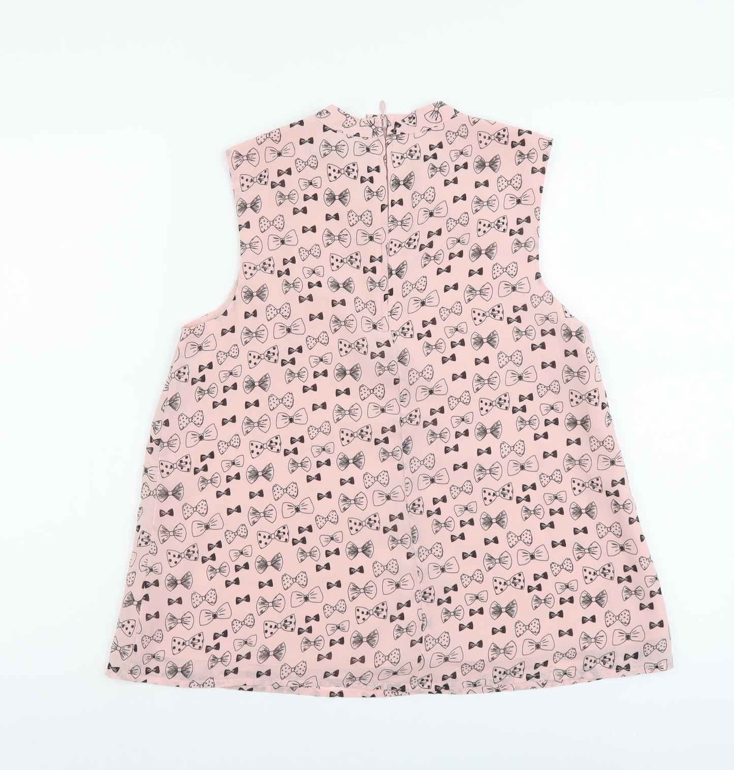 George Girls Pink Geometric Polyester Basic Blouse Size 12-13 Years Round Neck Zip - Bow Pattern