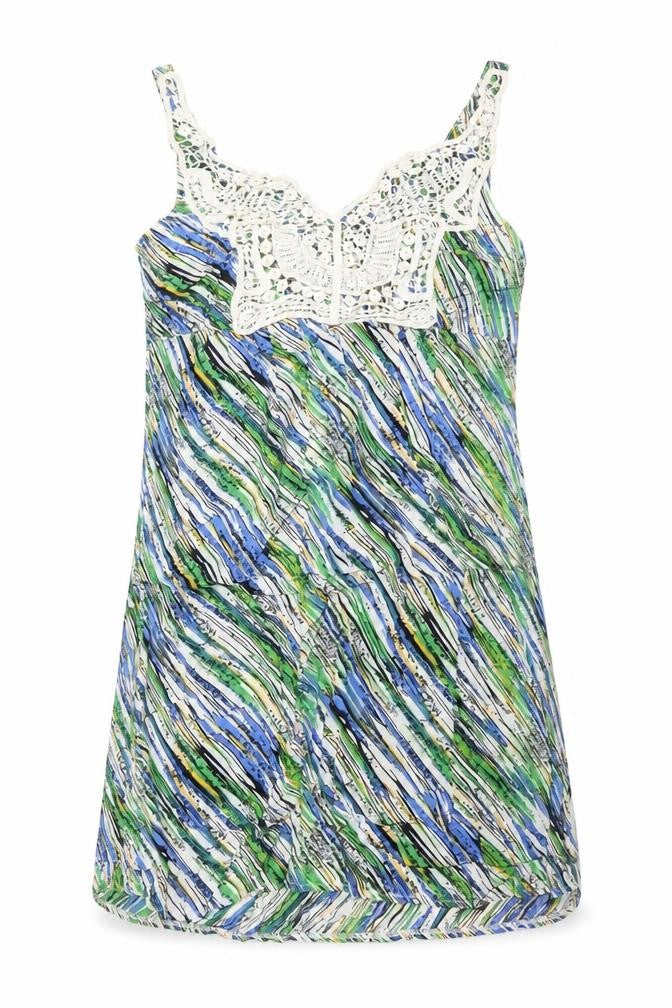 Striking Womens Multicoloured Geometric Viscose Basic Tank Size XL V-Neck