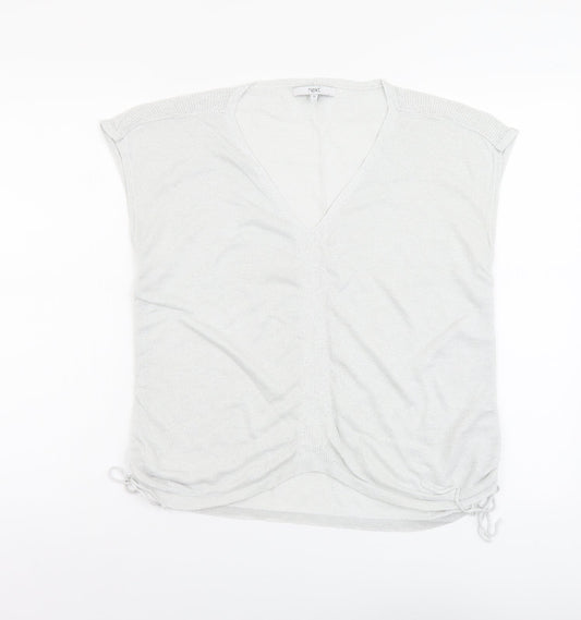 NEXT Womens Silver Viscose Basic Tank Size 12 V-Neck - Side Tie Detail