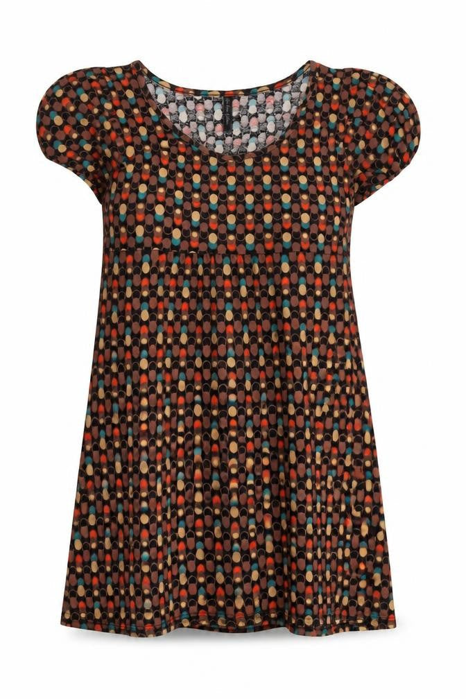 EVIE Womens Multicoloured Geometric Viscose A-Line Size 10 Scoop Neck Pullover