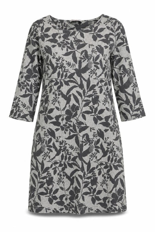 Marks and Spencer Womens Grey Geometric Cotton A-Line Size 12 Round Neck Pullover