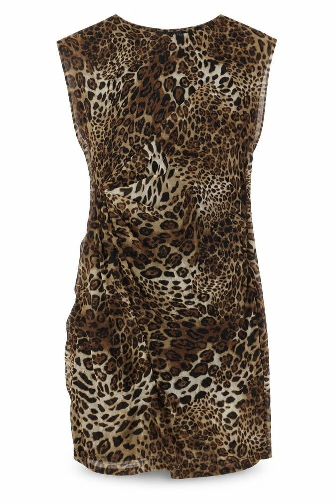 Angel Baby Womens Brown Animal Print Polyester A-Line Size M One Shoulder Zip