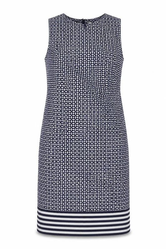 Stella Womens Blue Geometric Polyester Shift Size 8 Boat Neck Zip