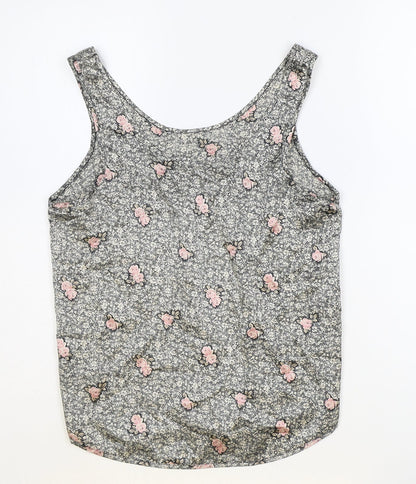 Marks & Spencer Womens Black Geometric Polyester Basic Tank Size 10 Round Neck