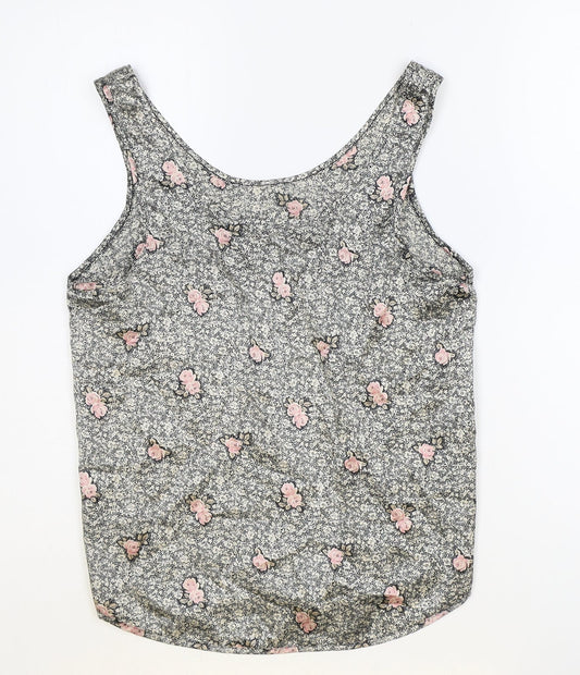 Marks and Spencer Womens Black Geometric Polyester Basic Tank Size 10 Round Neck