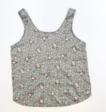 Marks & Spencer Womens Black Geometric Polyester Basic Tank Size 10 Round Neck
