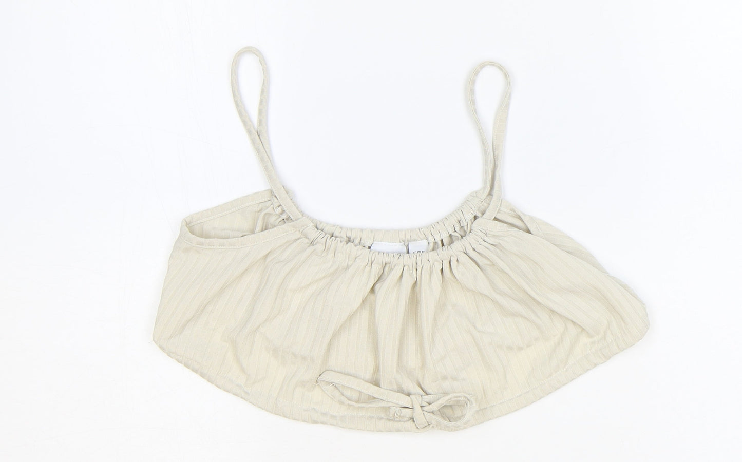 COLLUSION Womens Beige Polyester Cropped Tank Size 12 Round Neck