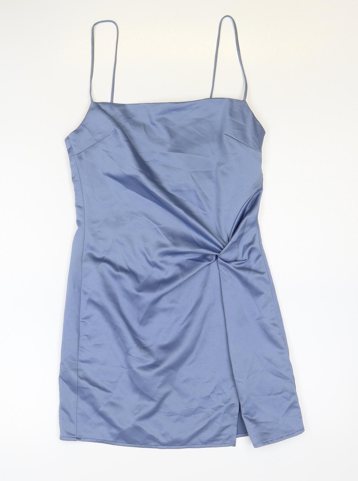 Topshop Womens Blue Polyester Mini Size 4XL Square Neck Zip