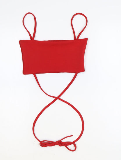 PRETTYLITTLETHING Womens Red Polyester Cropped Tank Size 6 Square Neck
