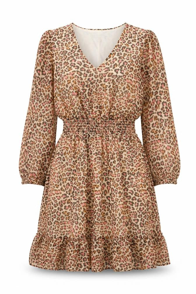 Roman Womens Multicoloured Animal Print Polyester Fit & Flare Size 8 V-Neck Pullover