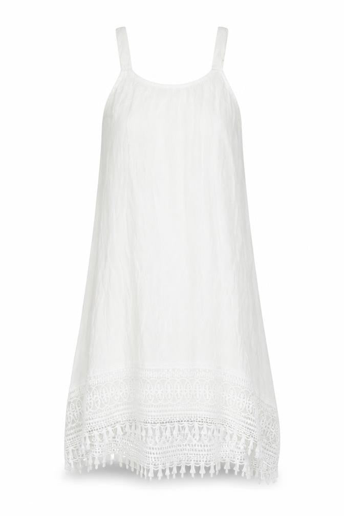 Rebellion Womens White Polyester Slip Dress Size S Scoop Neck Pullover