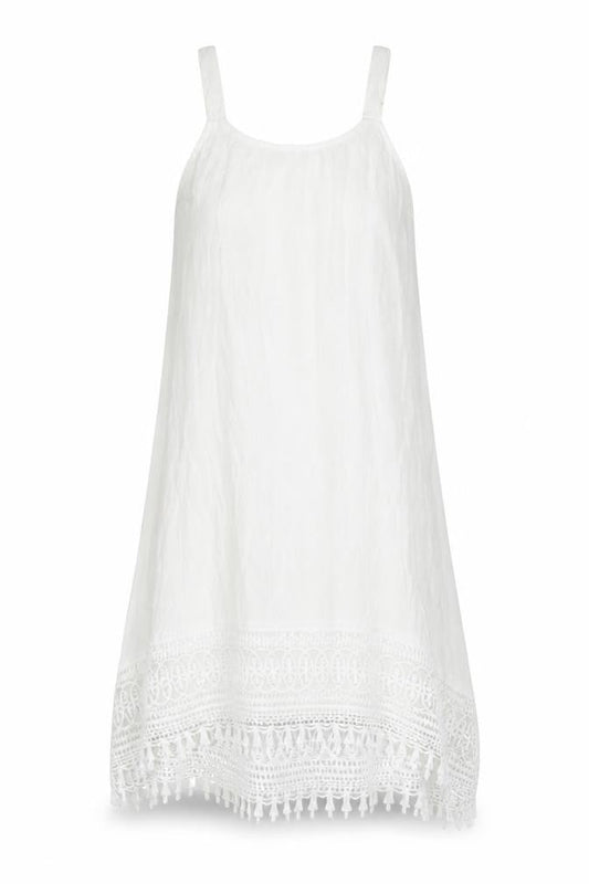Rebellion Womens White Polyester Slip Dress Size S Scoop Neck Pullover