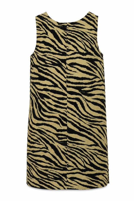 Marks & Spencer Womens Brown Animal Print Linen Shift Size 8 Scoop Neck Button - Tiger Print