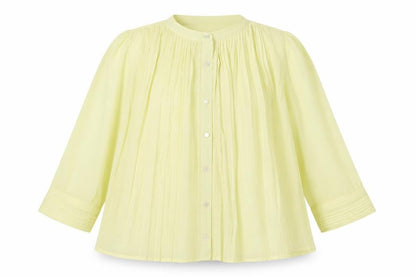 Marie Claire Womens Yellow Polyester Basic Button-Up Size XS Round Neck
