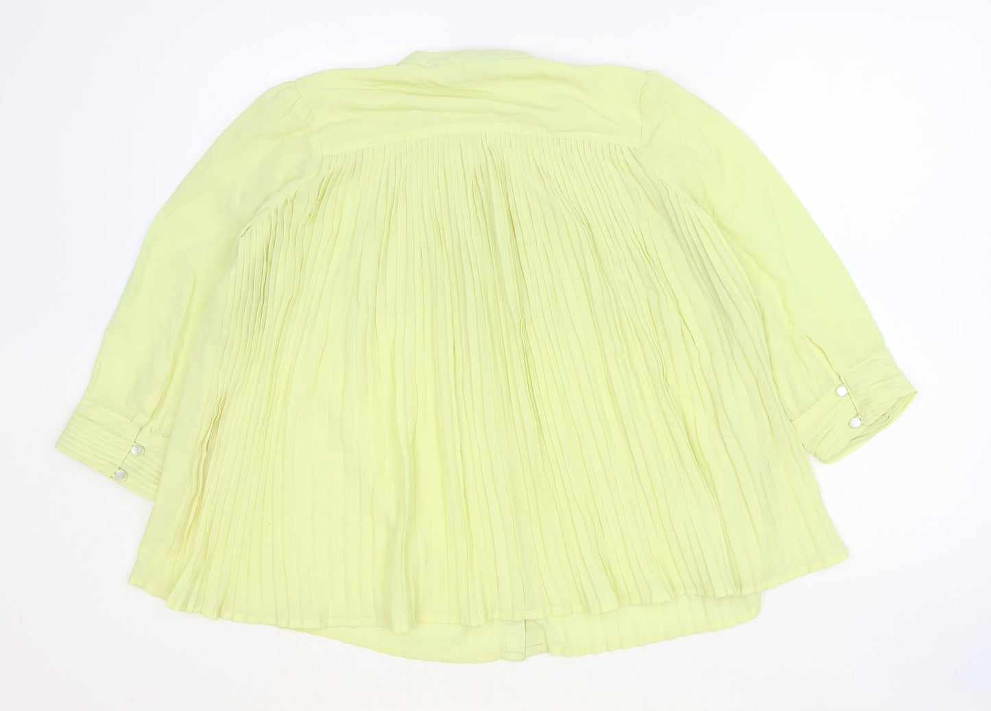 Marie Claire Womens Yellow Polyester Basic Button-Up Size XS Round Neck