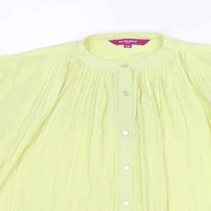 Marie Claire Womens Yellow Polyester Basic Button-Up Size XS Round Neck