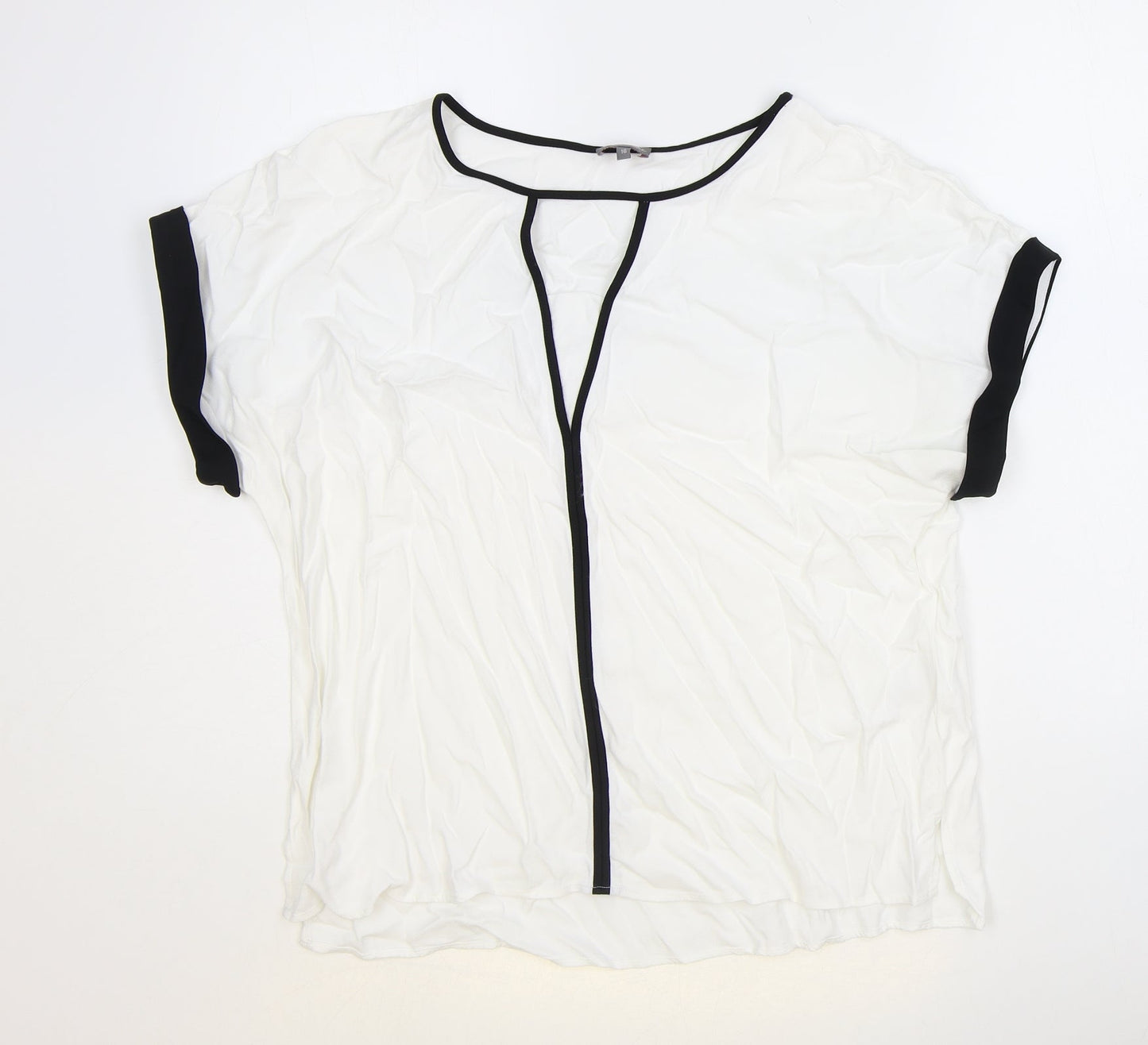 Phase Eight Womens White Polyester Basic T-Shirt Size 6 Boat Neck