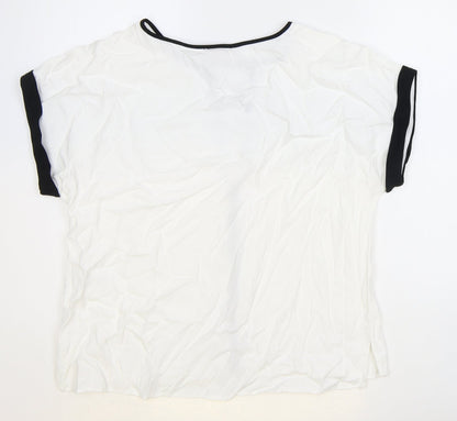 Phase Eight Womens White Polyester Basic T-Shirt Size 6 Boat Neck