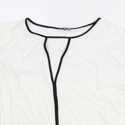 Phase Eight Womens White Polyester Basic T-Shirt Size 6 Boat Neck