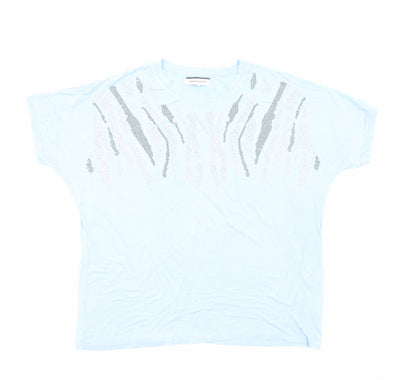 Paramour Womens Blue Viscose Basic T-Shirt Size M Scoop Neck