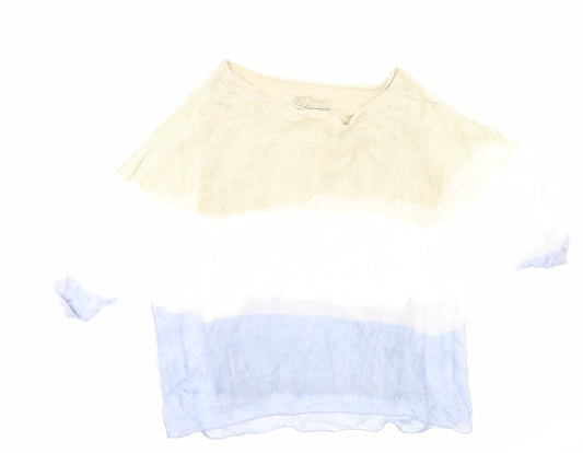 Preworn Womens Multicoloured Colourblock Polyester Basic T-Shirt Size L Round Neck